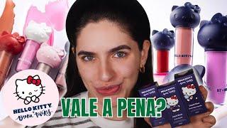 testando LINHA HELLO KITTY de BRUNA TAVARES - Blush, Iluminador e Lip Oil