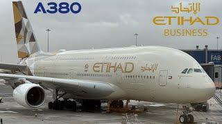  London LHR - Abu Dhabi AUH  BUSINESS CLASS UPPER DECK Etihad Airbus A380 FLIGHT REPORT