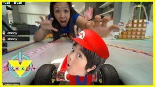 Mario Kart in REAL LIFE ! Ryan Plays Mario Kart LIVE HOME CIRCUIT!