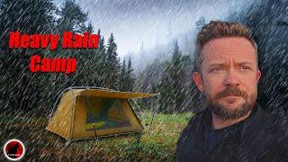 Storm Camping in Heavy Rain - Overnight Adventure in a Cabin Tent