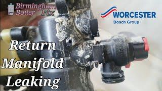 Wocesterbosch return manifold was leaking we changed it Birmingham boiler repair Midlands UK