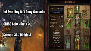 First key ever Pony Fists of the Heaven Crusader GR150 Solo Rank 3 - Season 34 Diablo 3