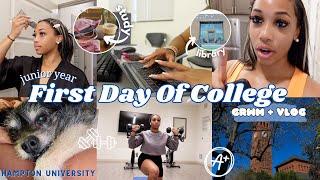 GRWM FIRST DAY OF COLLEGE 2023 | HAMPTON UNIVERSITY VLOG | CAMPUS + GYM + MY FIRST CAR ACCIDENT...