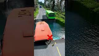 Bus vs water pit #26 | #carsvswaterpit #beamngdrive #doubleflatbedtrailertruckvsspeedbumps