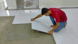 Wow Amazing Living Room Floor Construction Using Small Size Granite Tiles 60 x 60cm