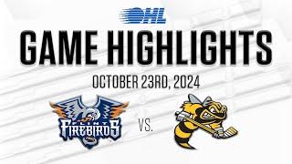 OHL Highlights: Flint Firebirds @ Sarnia Sting Oct. 23, 2024