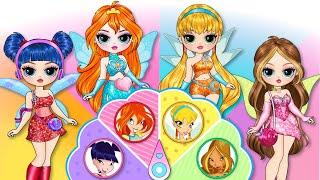 Elsa, Ladybug & Peach Glow Up Into Winx Club | Best DIY Fashion Paper Dolls