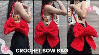 Crochet Bow Bag Tutorial with Adjustable Strap | Crochet with Hannah