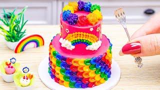 Making a Mini Rainbow Cake | Colorful Cake Decorating DIY | Happy Cake
