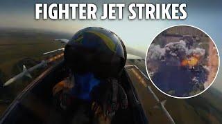 Watch moment Ukrainian fighter jets destroy Russian targets in new spectacular footage