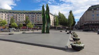 Walking tour of the central parts of Umeå, a city i northern Sweden [4K 60fps]