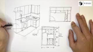 【傢俬專科】㊙️3-4人 新公屋居屋廚房手繪圖