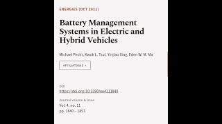 Battery Management Systems in Electric and Hybrid Vehicles | RTCL.TV