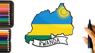 How to Rwanda map / How to draw the Flag of Rwanda country