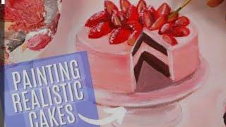 Realistic Cake Painting in acrylic ||Acrylic Painting||3D art cake #shorts#youtube#cake#viralvideo