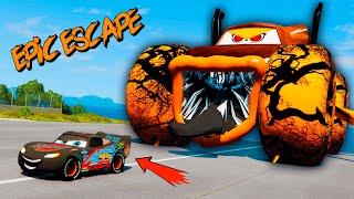 Live Lightning McQueen's Epic Escape from Giant Monster Car Eaters | BeamNG.Drive | Episode 46