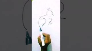 Squirrel drawing from 22 number| easy drawing | Number drawing| #shorts #viral