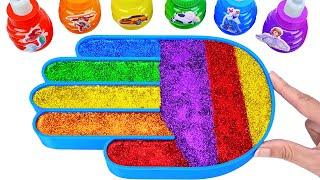 Satisfying Video l How to make Mixing Slime Hand into Bathtub & Rainbow Nail Polish Cutting ASMR