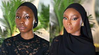 MAKEUP TUTORIAL ON A DARK SKIN | CLIENT TRANSFORMATION #hijabmakeup #nigerianbridalmakeup #makeup