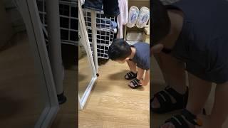 My 19-month-old toddler’s reaction to his new summer sandals just sooo cute  #kimyujin #shorts