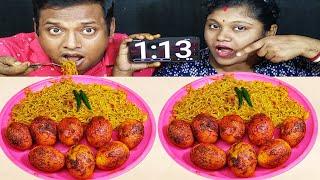 SPICY BOIL EGG WITH SPICY MAGGI NOODLES EATING CHALLENGE // food family blogs