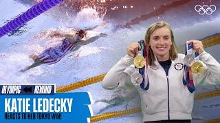 ‍️ Katie Ledecky reacts to her Tokyo 2020 800m win!