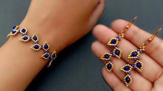 Seed Bead Jewelry Making Tutorials For Beginners//Bracelet & Earrings// Useful & Easy