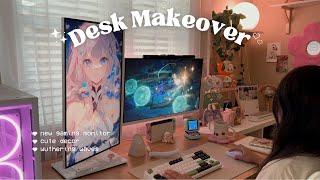 2024 desk makeover  playing wuthering waves on my new gaming monitor: pixio px278 wave, cute decor