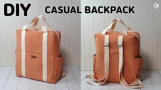 DIY 3-POCKET CASUAL BACKPACK/ Zipper Backpack/ Travel Rucksack/sewing tutorial[Tendersmile Handmade]