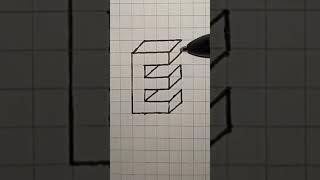 3D Drawing Letter "E" #Shorts #Arts #Drawing