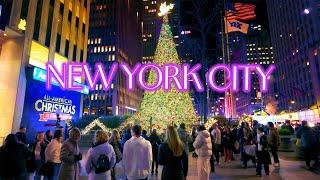 Christmas Walk in NEW YORK  Best Locations to Visit, Night Walking Tour in Manhattan, NYC