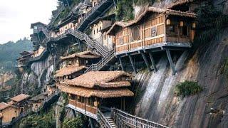 HOUSES HANGING ON CLIFFS IN JIANGXI WANGXIAN, CHINA!