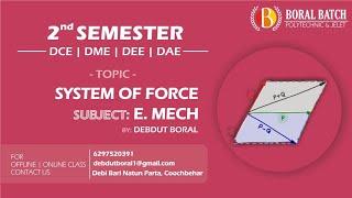 Sem-2 || E. Mech || System of Force ( Lecture -2) #jelet2023 #polytechnic @Debdut
