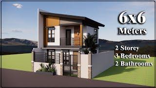 TWO STOREY HOUSE 6x6 Meters (36 Sqm / 387 Sqft)