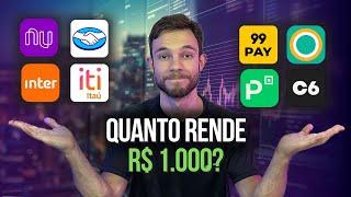 QUANTO RENDE R$ 1.000 NAS CONTAS DIGITAIS? Qual a melhor?