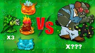 3 Plants Gatling Pea + Fire Ice Vip Wood Vs Random X Zombie, Who will win? PvZ Hybrid PK Challenge