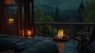 Sleep Instantly When It Raining with Fire Pit Sounds - Rain Sound for Sleeping, Overcome Stress