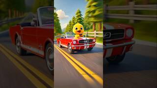 Cute Little Duck Driving a Ford Mustang Open Car ️ #littleduck #cuteduck #shorts