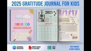 2025 Gratitude Journal for Kids | Kdp | KDP Interiors | Kdp Canva | Bundle KDP