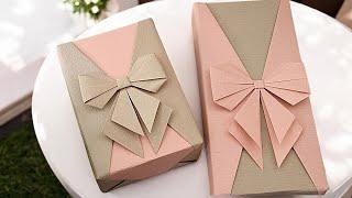 GIFT PACKING | RECTANGULAR GIFT WRAPPING+ORIGAMI PAPER RIBBON BOW DECORATION | I.Sasaki Original