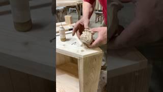 Installing legs on a corner sideboard #woodworking #shorts