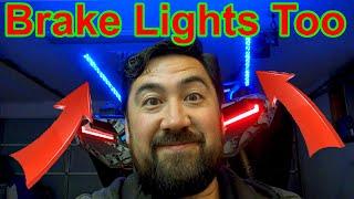 Whip lights that have brake and turn signal functions for a Polaris RZR