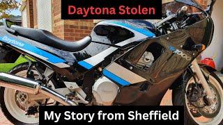 STOLEN STORY Triumph Daytona 1000 Sheffield in the 1990's and The Manor. Living in a changing world