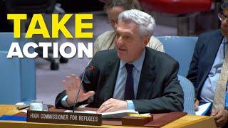 UN High Commissioner Filippo Grandi calls on the Security Council to take action.