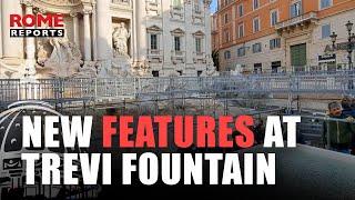 A footbridge and pool for coin tossing are being installed at the Trevi Fountain