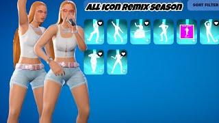 All Fortnite Icon Series Dances & Emotes in Season Remix with Ice Spice Skin