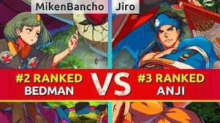 GGST ▰ MikenBancho (#2 Ranked Bedman) vs Jiro (#3 Ranked Anji). High Level Gameplay