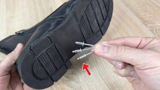 Insert the rivets into the sole and you will never slip again