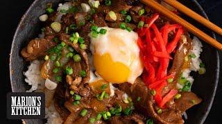 Japanese Beef & Onsen Egg Rice Bowl - Marion's Kitchen