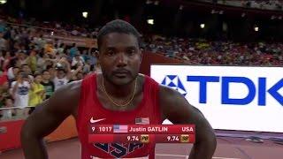 Justin Gatlin Wins Men's 100m heat 6 in 9.83 at IAAF World Championships Beijing 2015